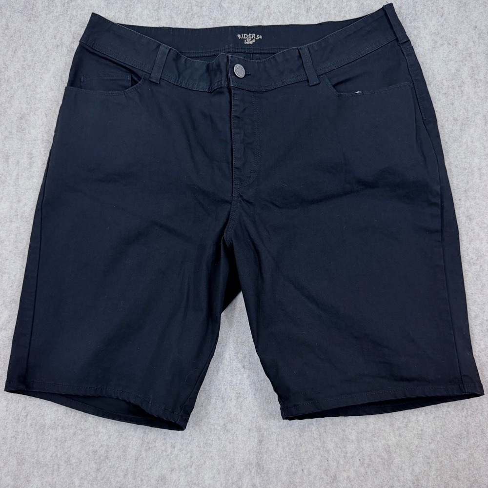 Riders by Lee Mid Rise Bermuda Shorts Women 22W Black Cotton Spandex Casual